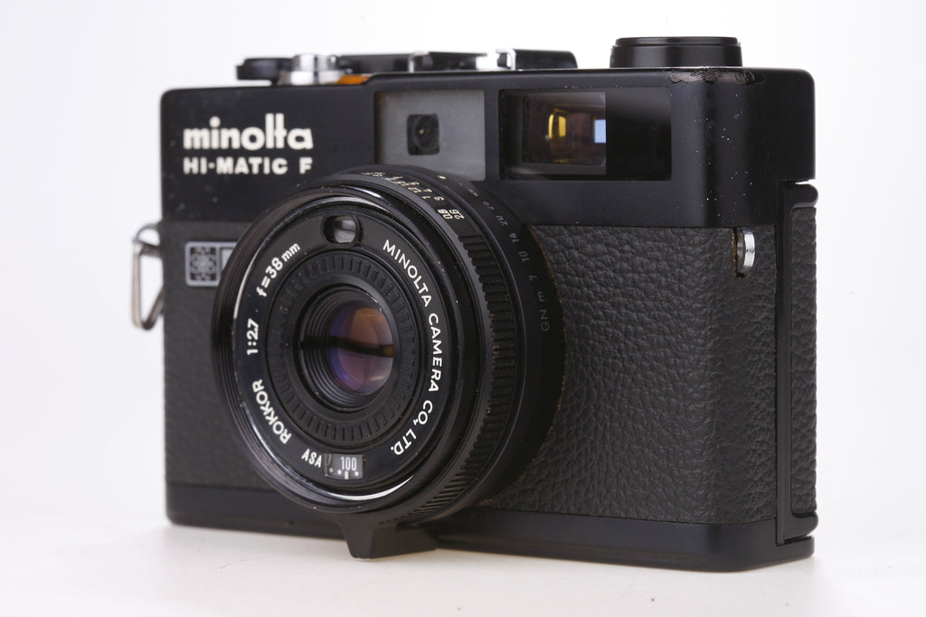【整備済・美品】MINOLTA HI-MATIC F 38mm f2.7 黒 MINOLTA HI-MATIC F ブラック / ROKKOR 38mm F2.7 ミノルタ